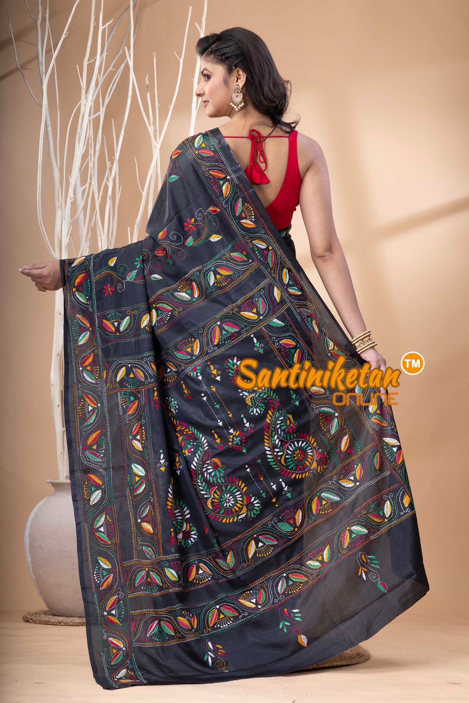 Bangalore Silk Kantha Stitch Saree SN202523901