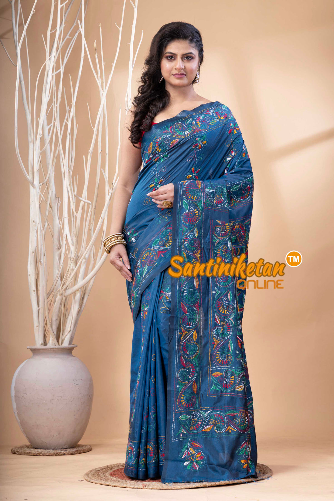 Bangalore Silk Kantha Stitch Saree SN202523913