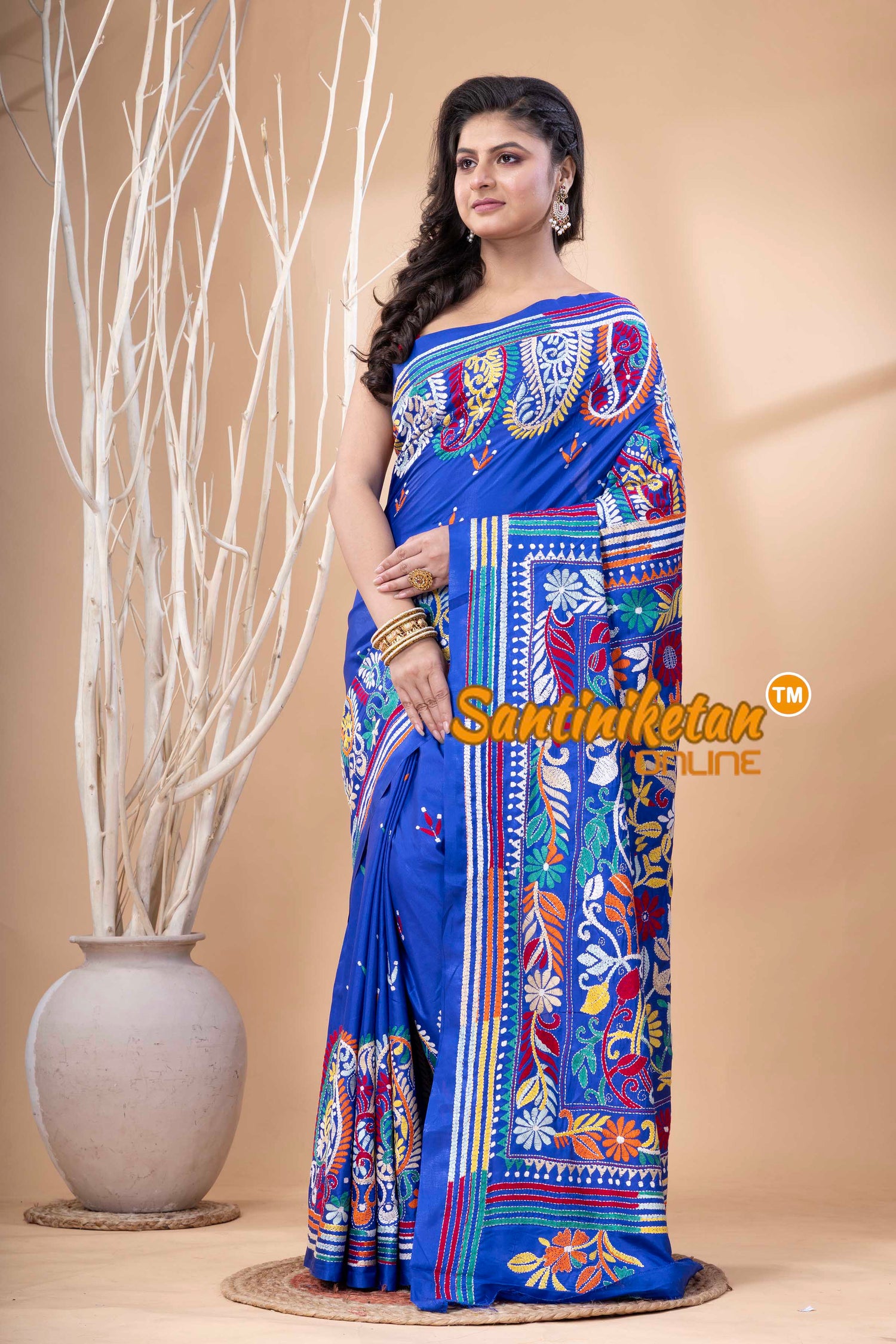 Bangalore Silk Kantha Stitch Saree SN202523932