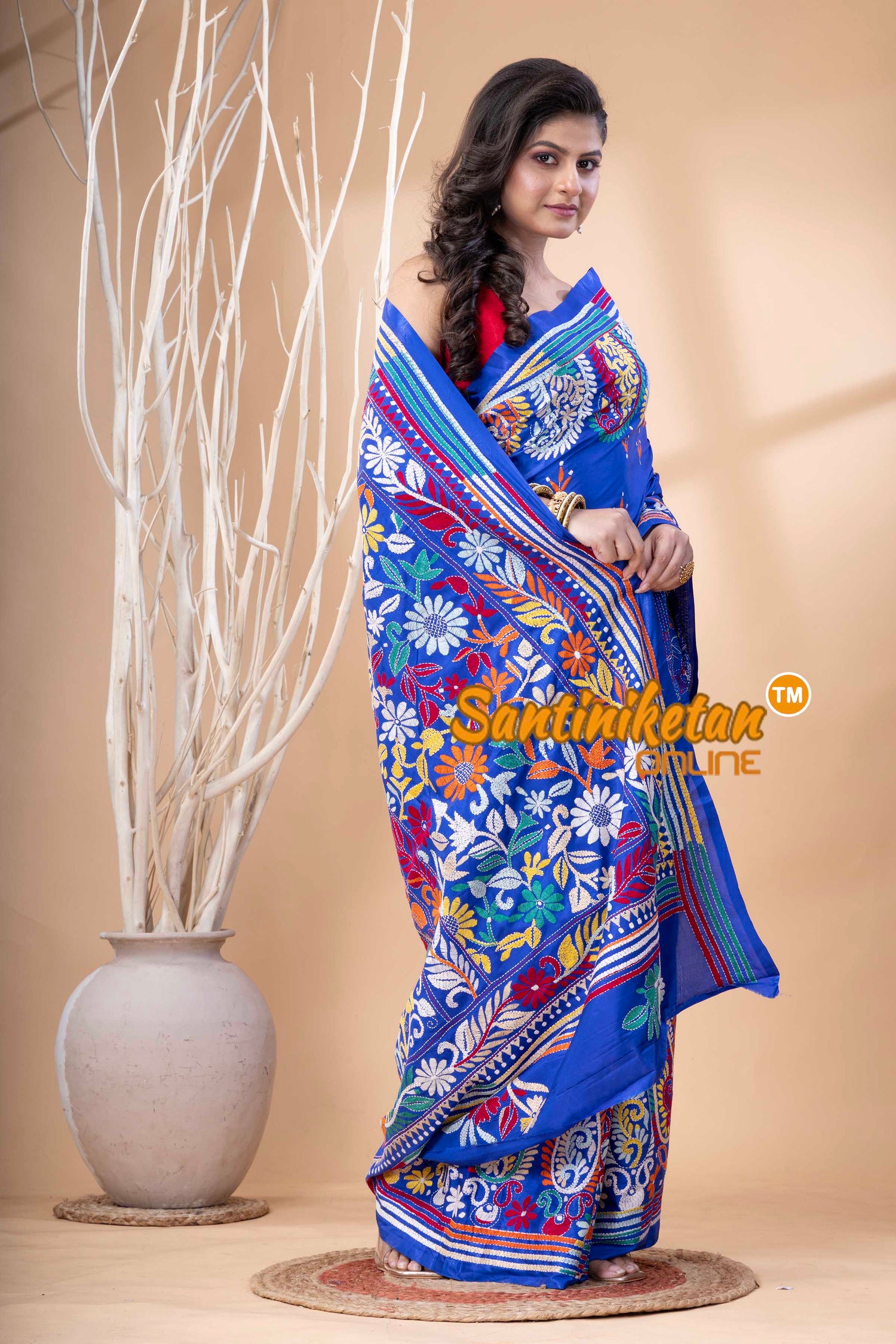 Bangalore Silk Kantha Stitch Saree SN202523932