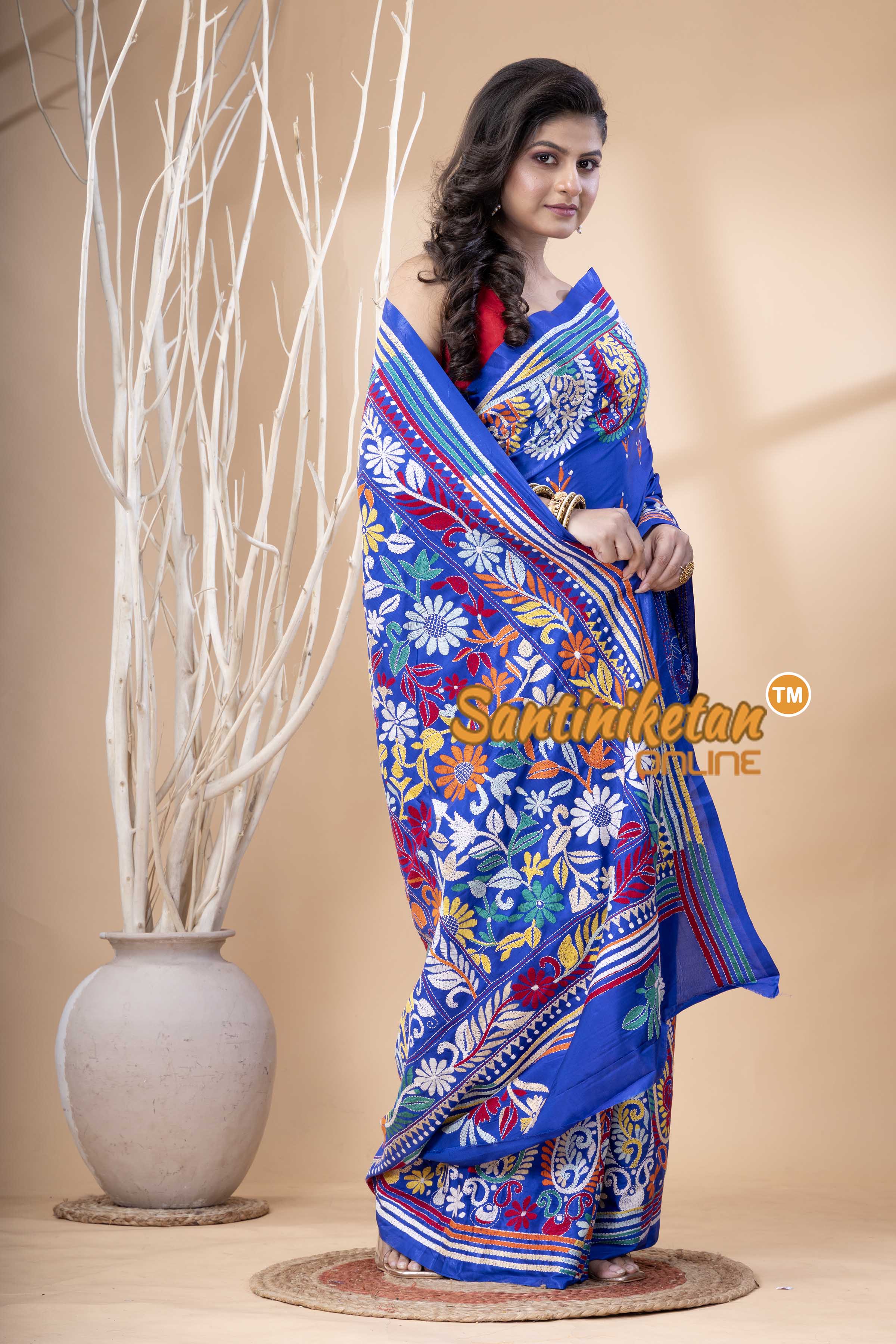 Bangalore Silk Kantha Stitch Saree SN202523932