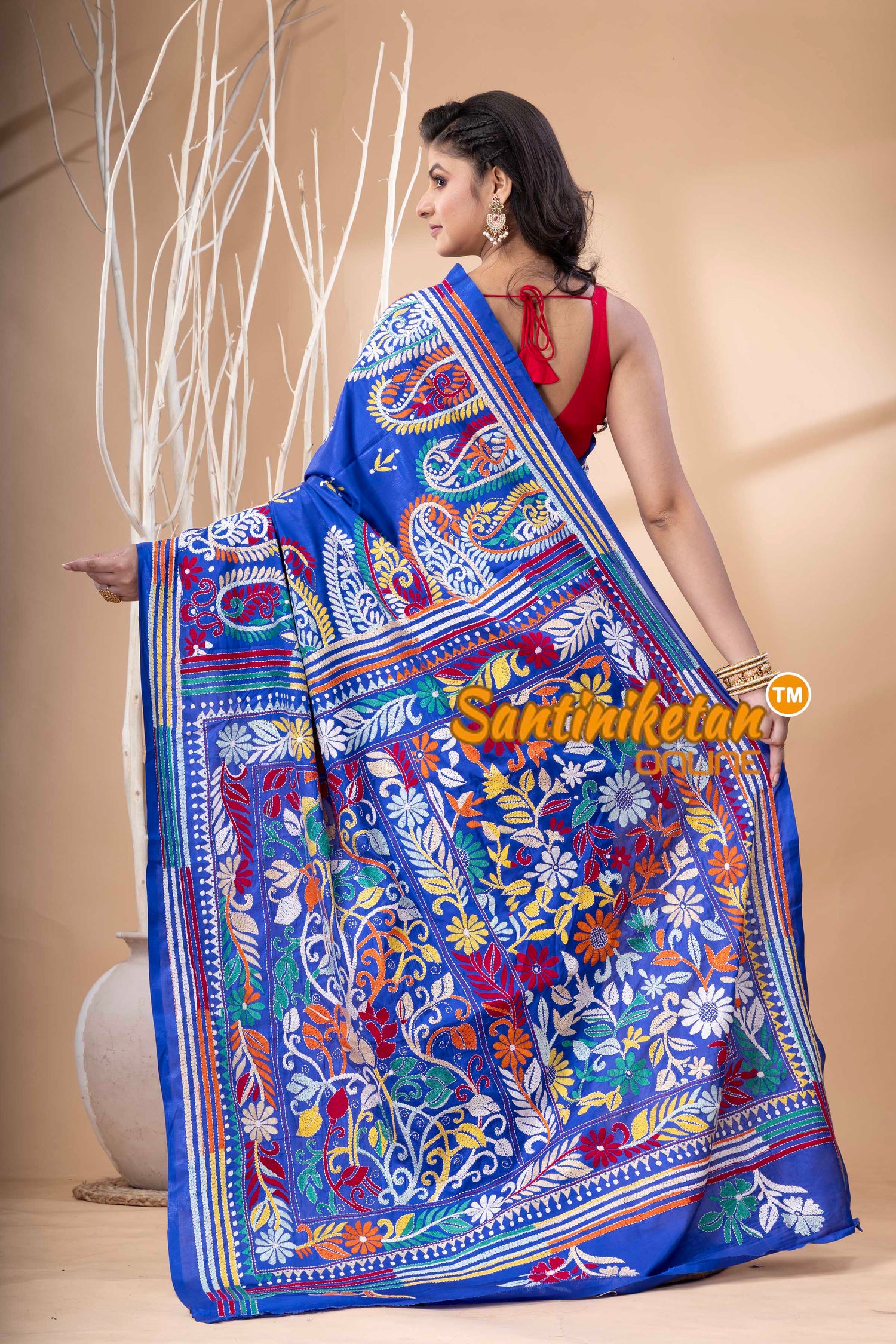 Bangalore Silk Kantha Stitch Saree SN202523932