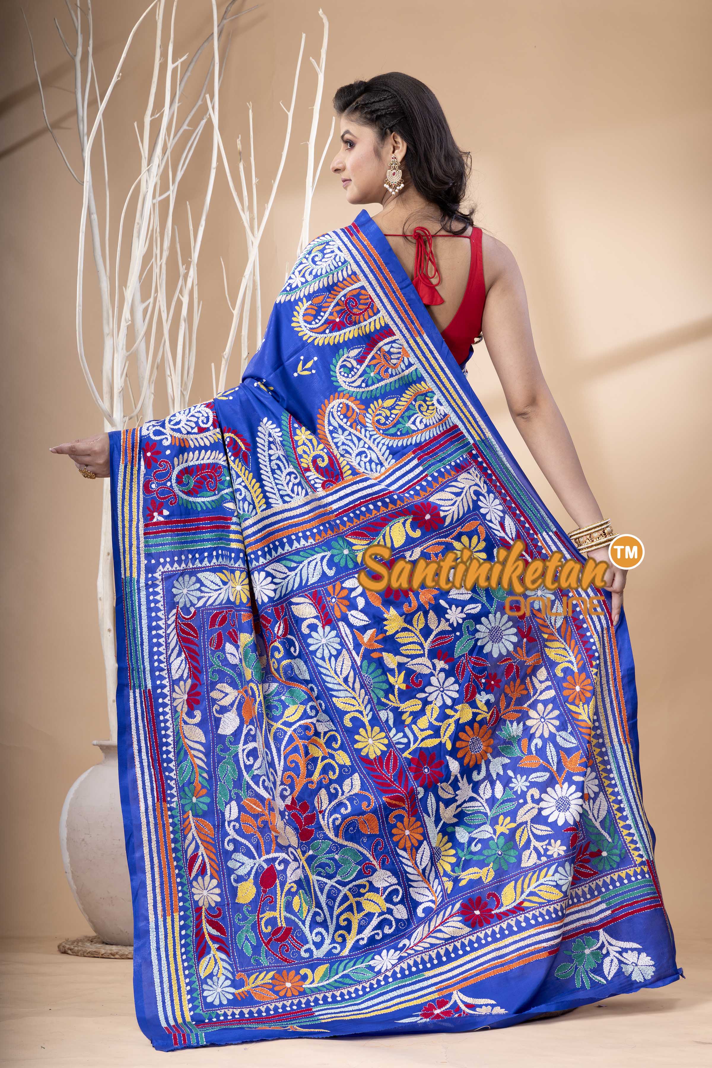 Bangalore Silk Kantha Stitch Saree SN202523932