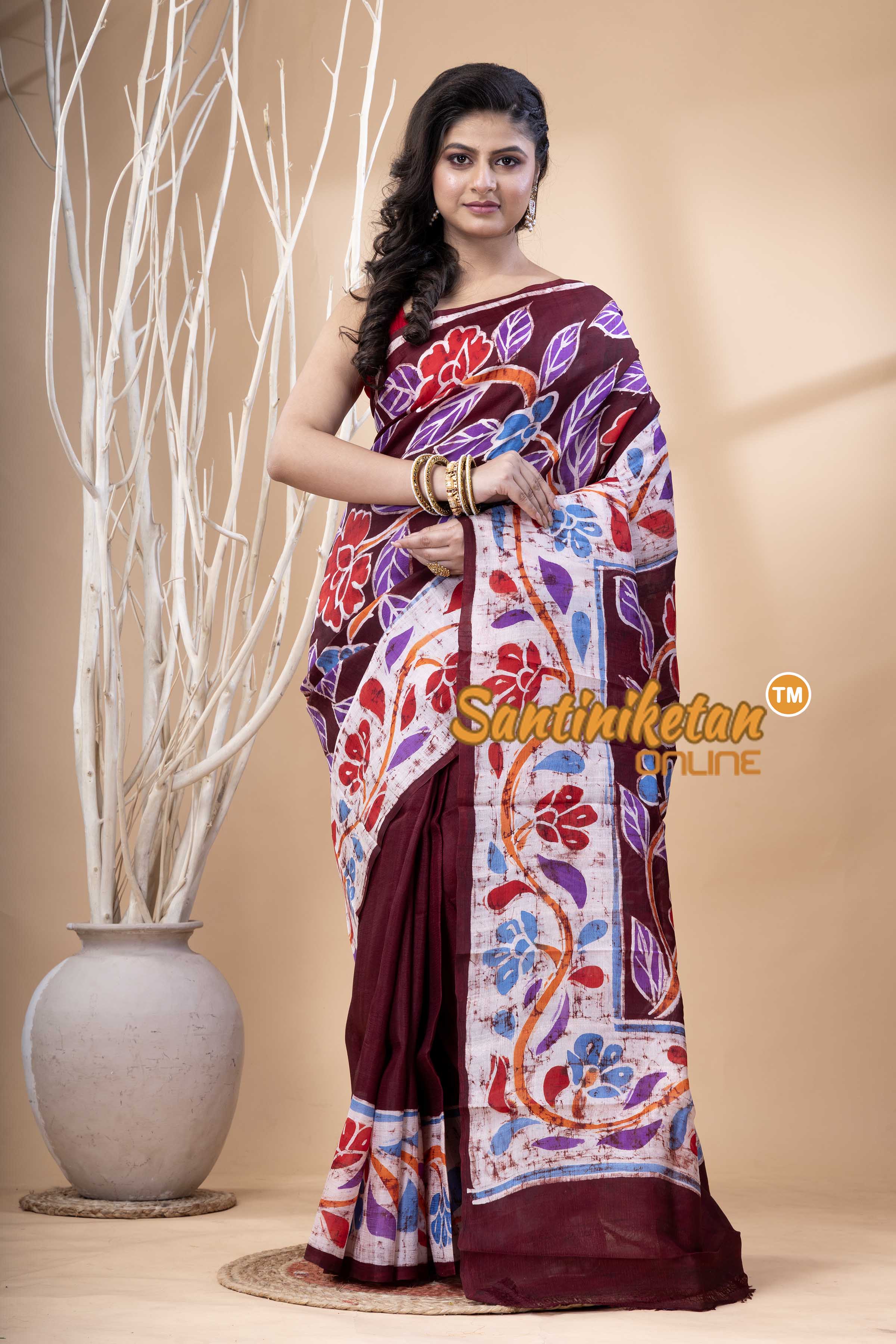 Hand Batik On Murshidabad Silk Saree SN202523938
