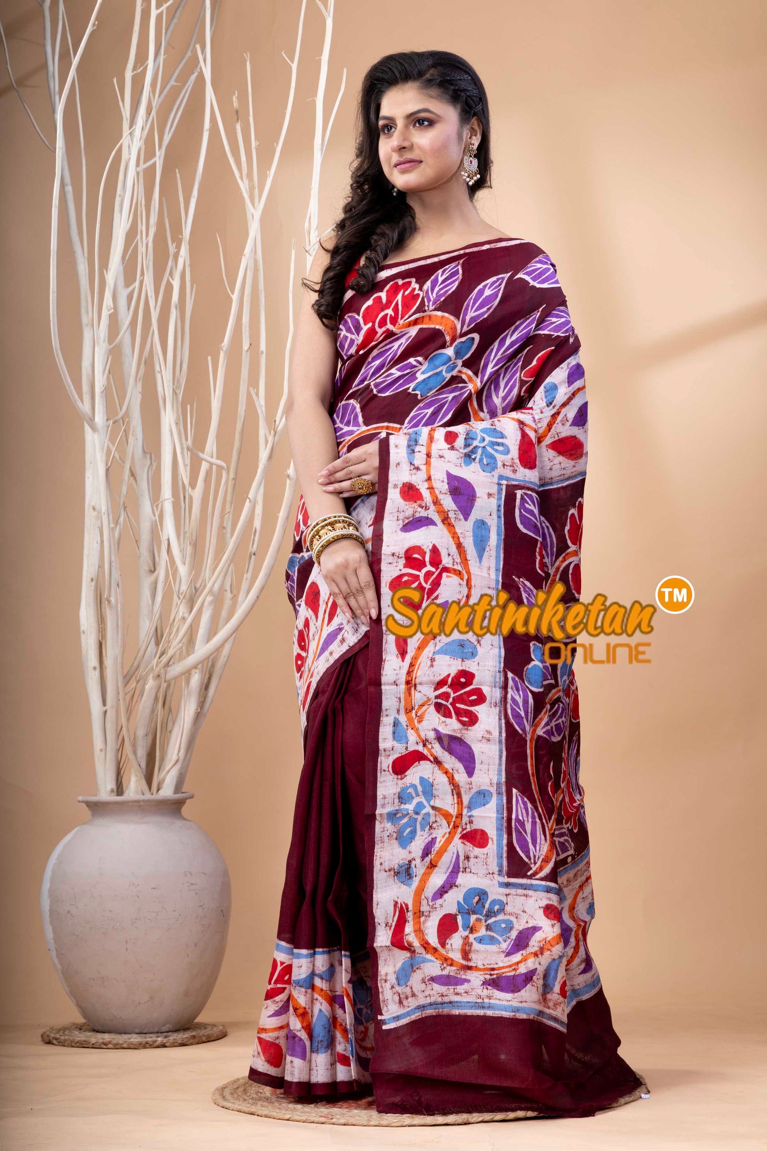 Hand Batik On Murshidabad Silk Saree SN202523938