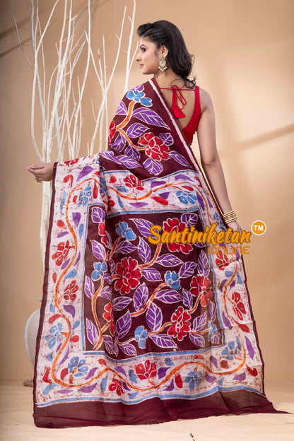 Hand Batik On Murshidabad Silk Saree SN202523938