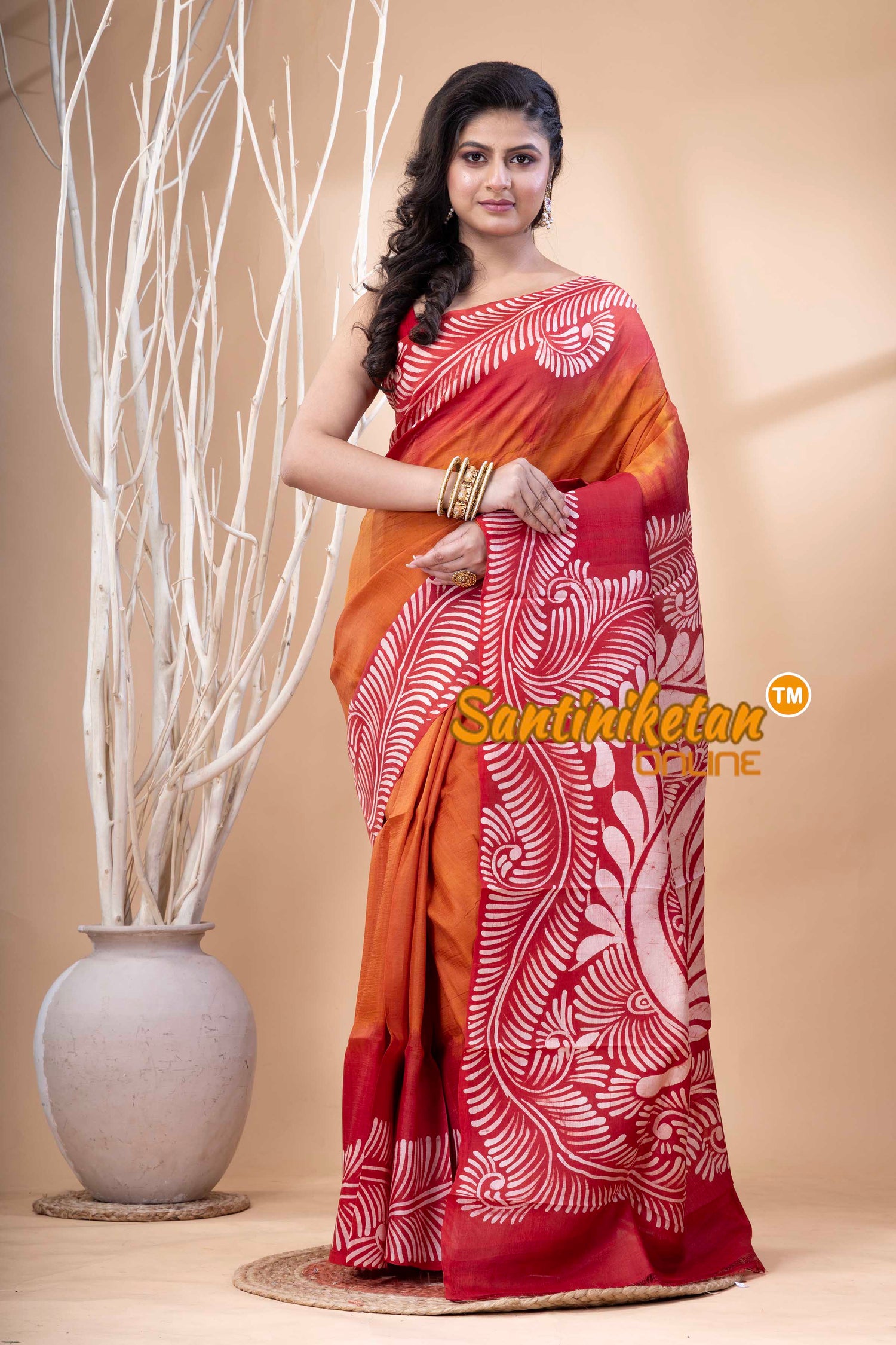 Hand Batik On Murshidabad Silk Saree SN202523944