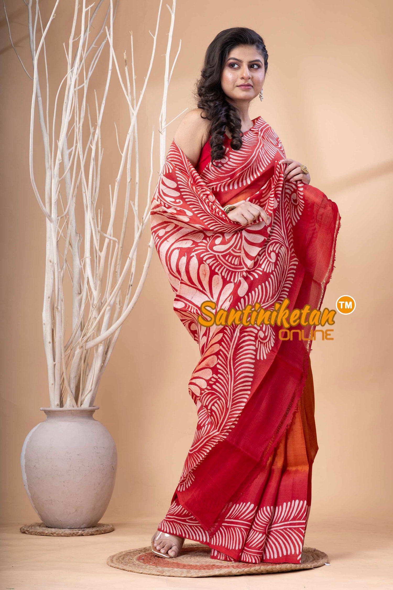 Hand Batik On Murshidabad Silk Saree SN202523944