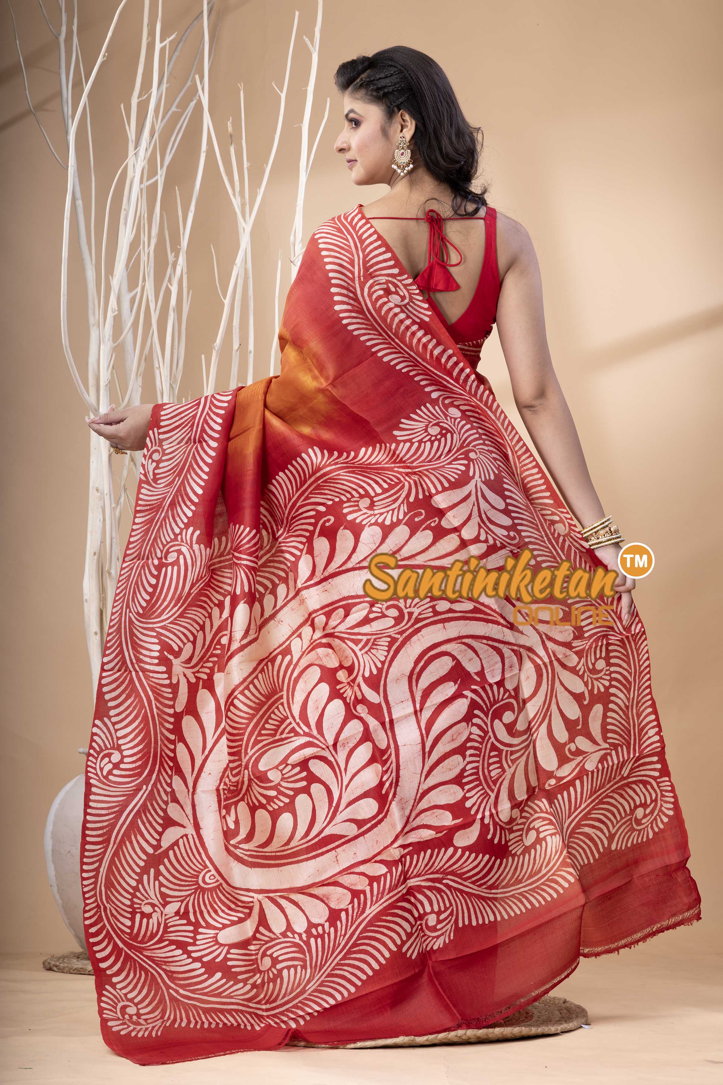 Hand Batik On Murshidabad Silk Saree SN202523944