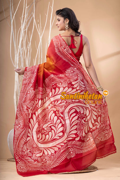 Hand Batik On Murshidabad Silk Saree SN202523944