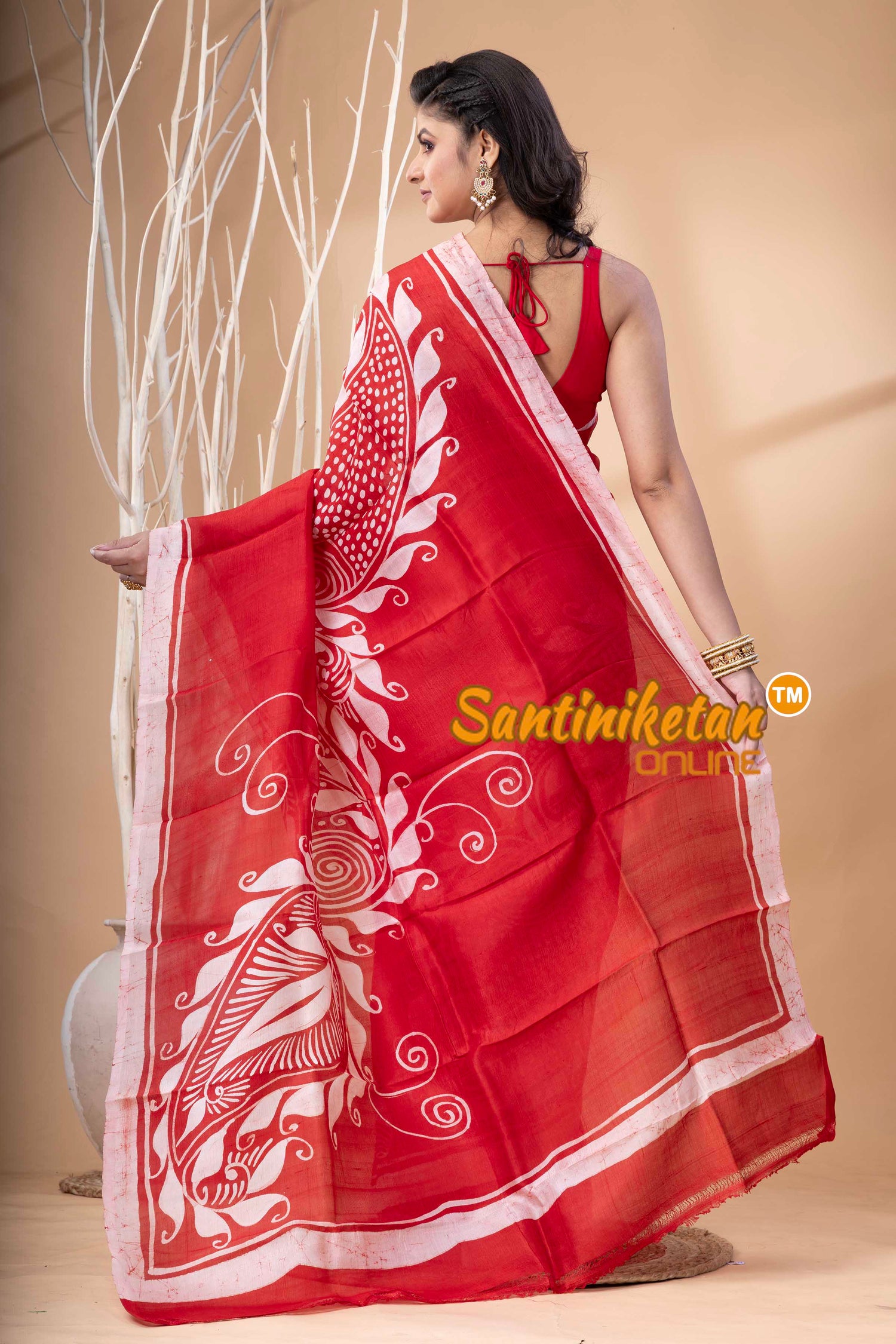 Hand Batik On Murshidabad Silk Saree SN202523950