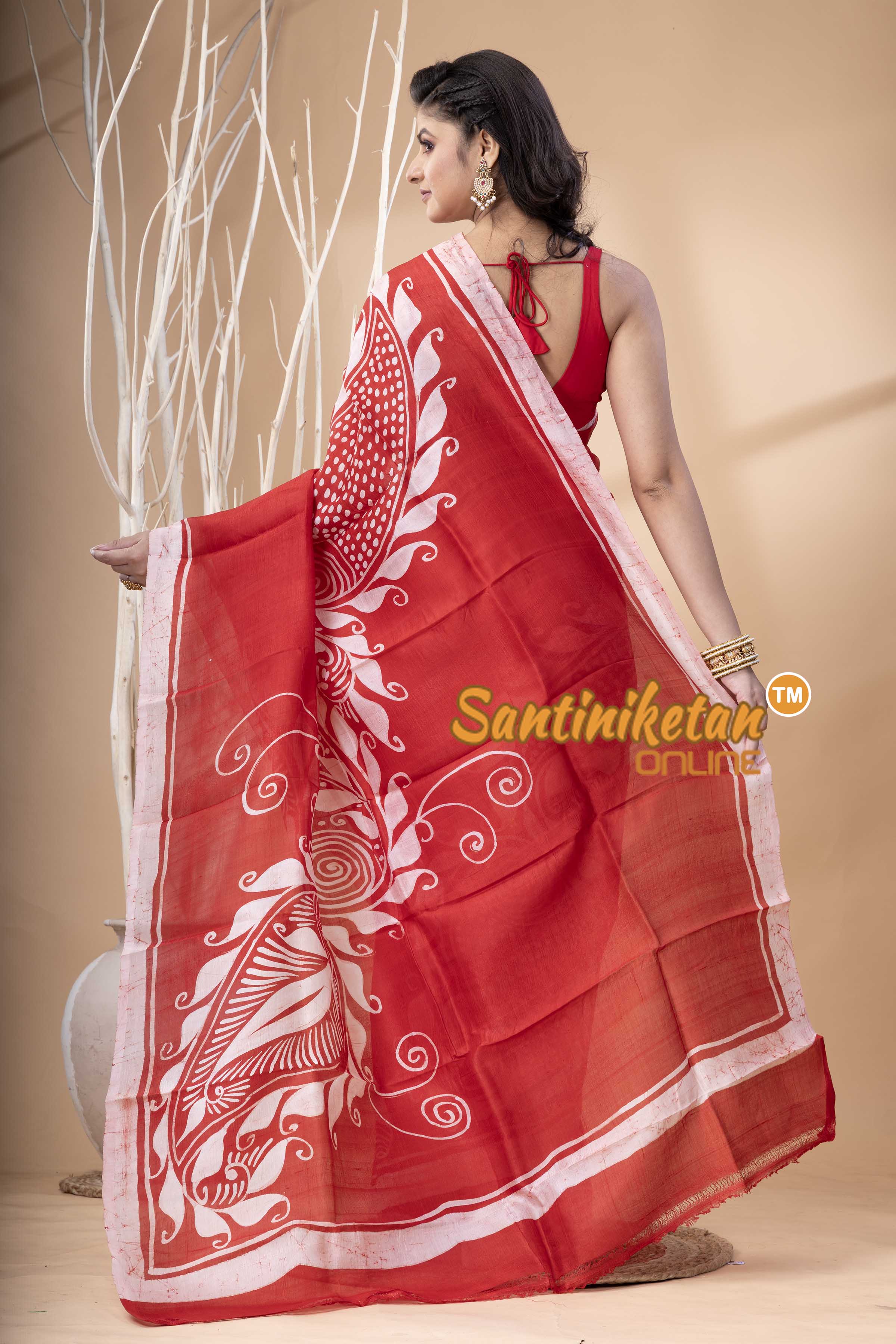 Hand Batik On Murshidabad Silk Saree SN202523950
