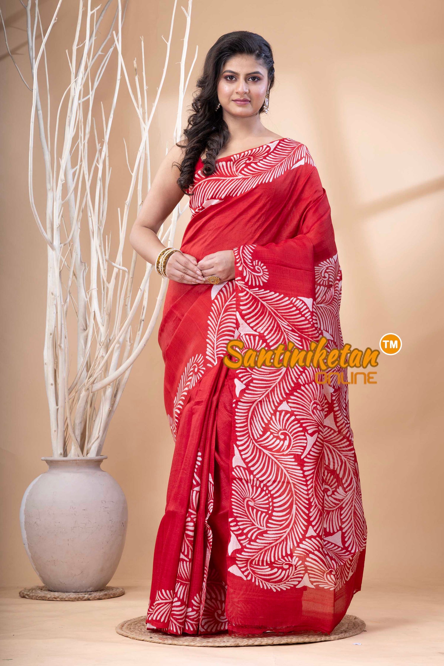 Hand Batik On Murshidabad Silk Saree SN202523957