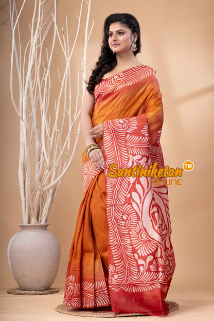 Hand Batik On Murshidabad Silk Saree SN202523963