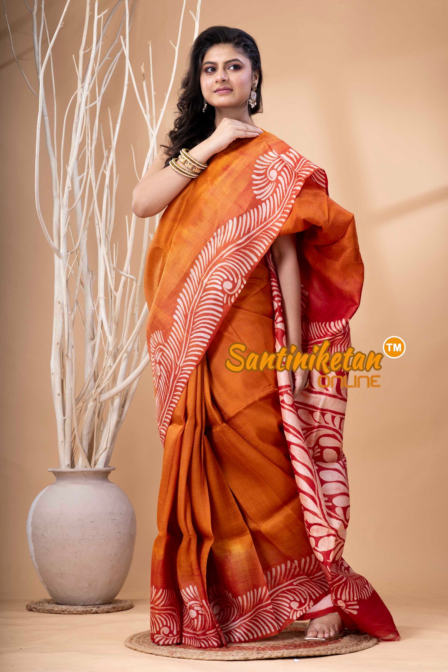 Hand Batik On Murshidabad Silk Saree SN202523963
