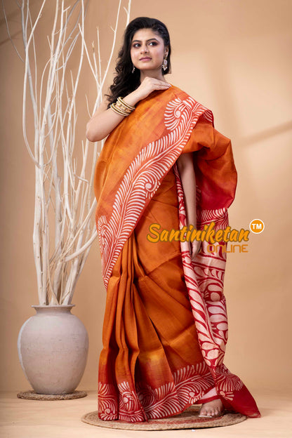 Hand Batik On Murshidabad Silk Saree SN202523963