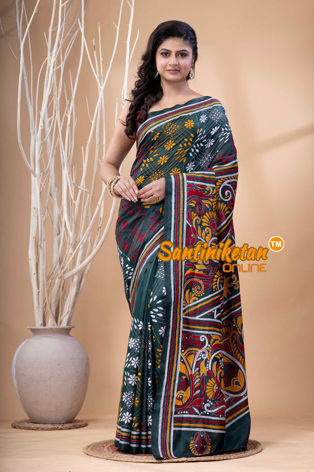 Bangalore Silk Kantha Stitch Saree SN202523993