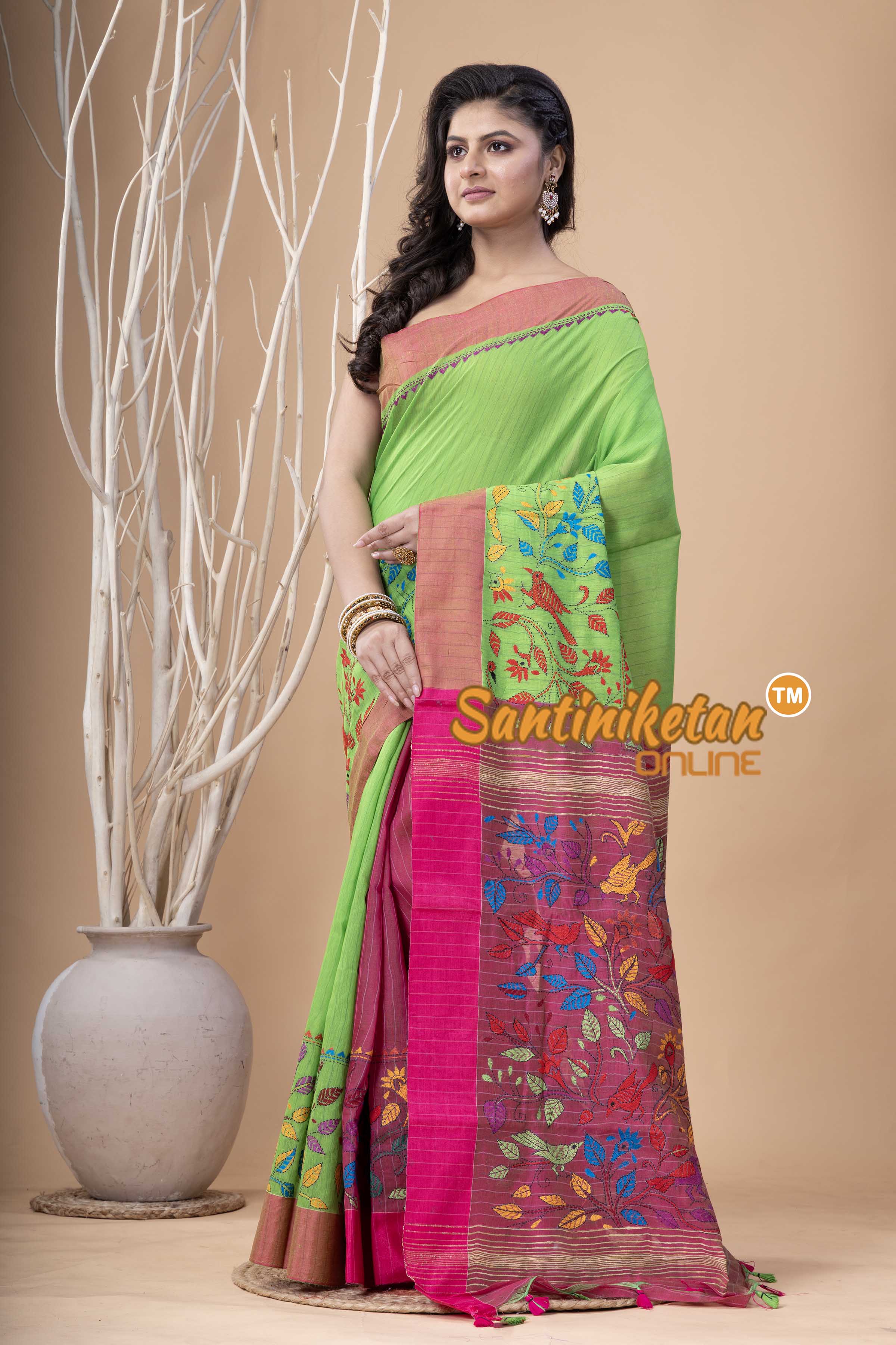 Handloom Cotton Kantha Saree SN202523999