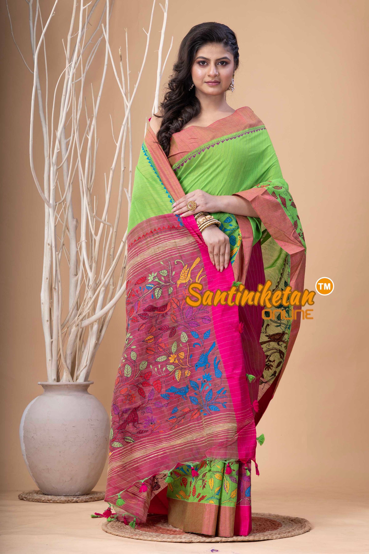 Handloom Cotton Kantha Saree SN202523999