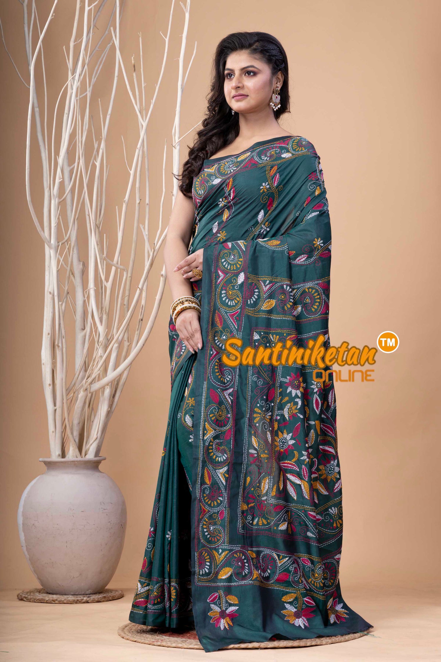 Bangalore Silk Kantha Stitch Saree SN202524005