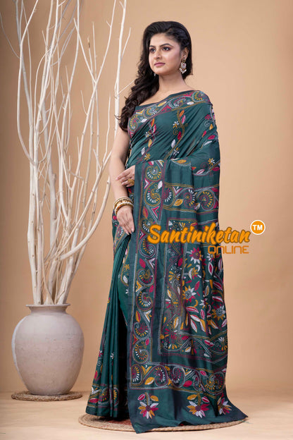 Bangalore Silk Kantha Stitch Saree SN202524005