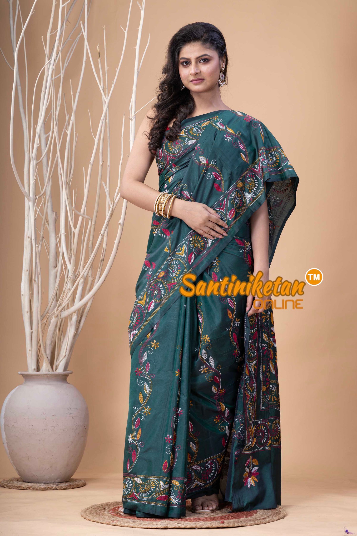 Bangalore Silk Kantha Stitch Saree SN202524005