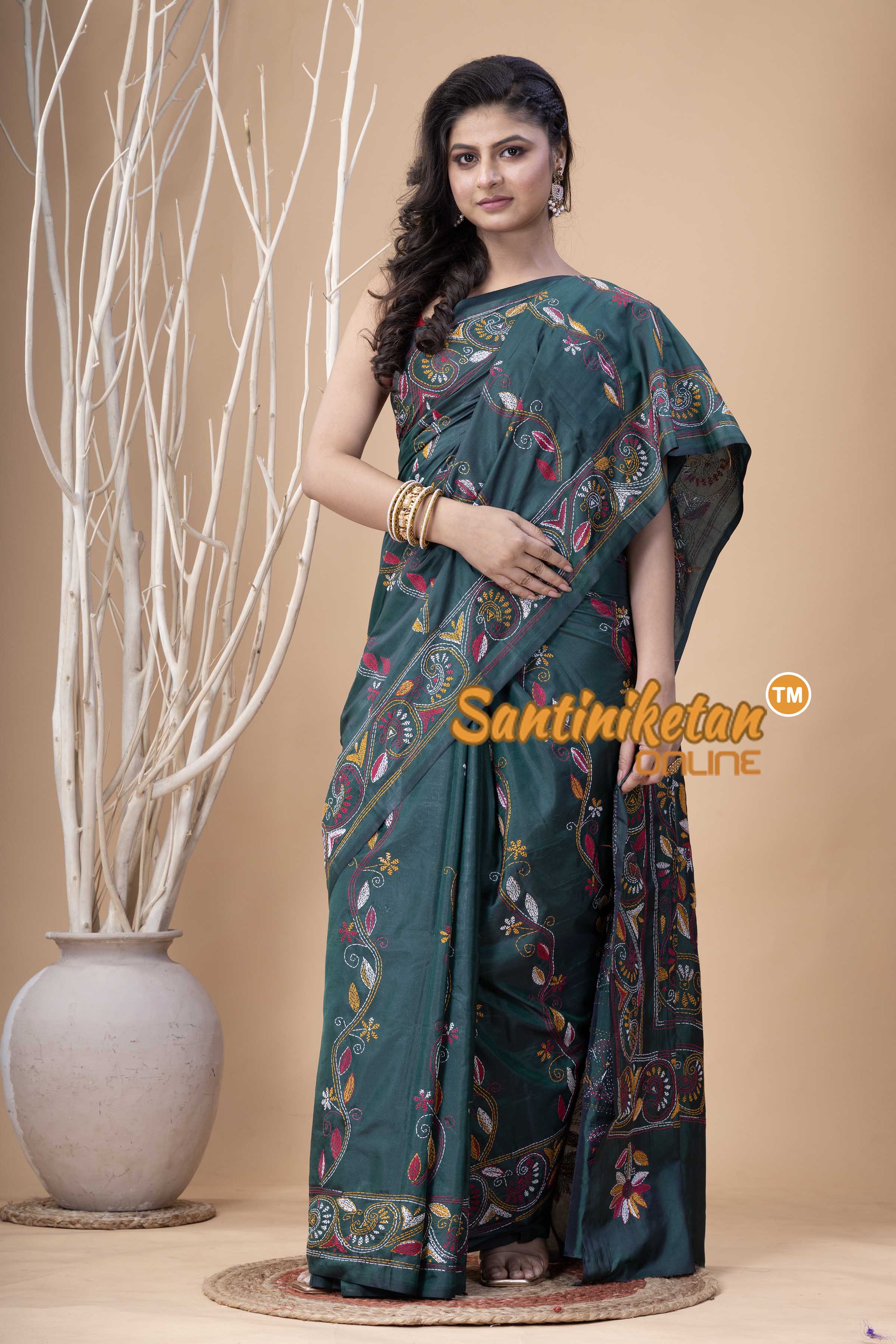 Bangalore Silk Kantha Stitch Saree SN202524005