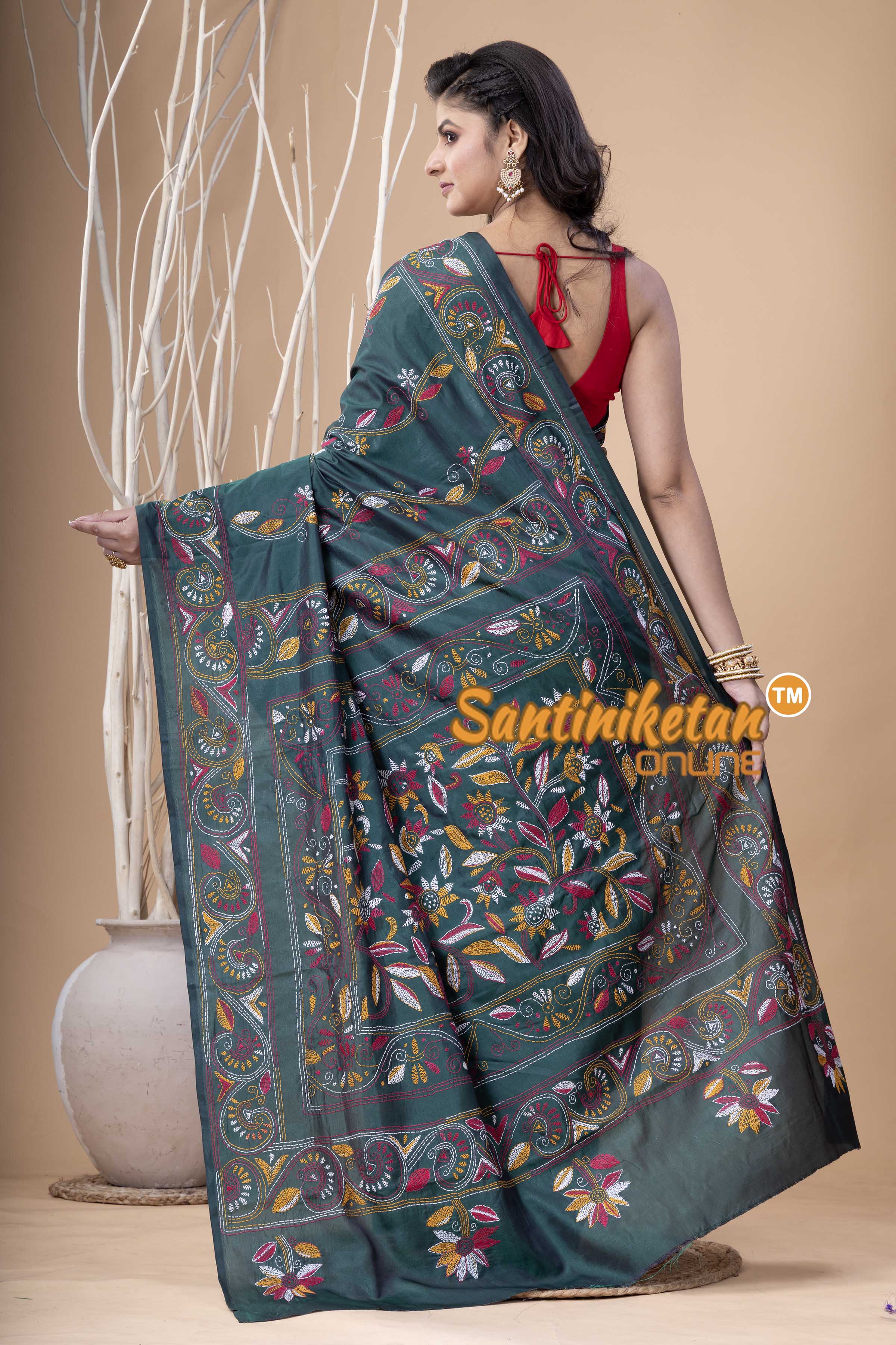 Bangalore Silk Kantha Stitch Saree SN202524005