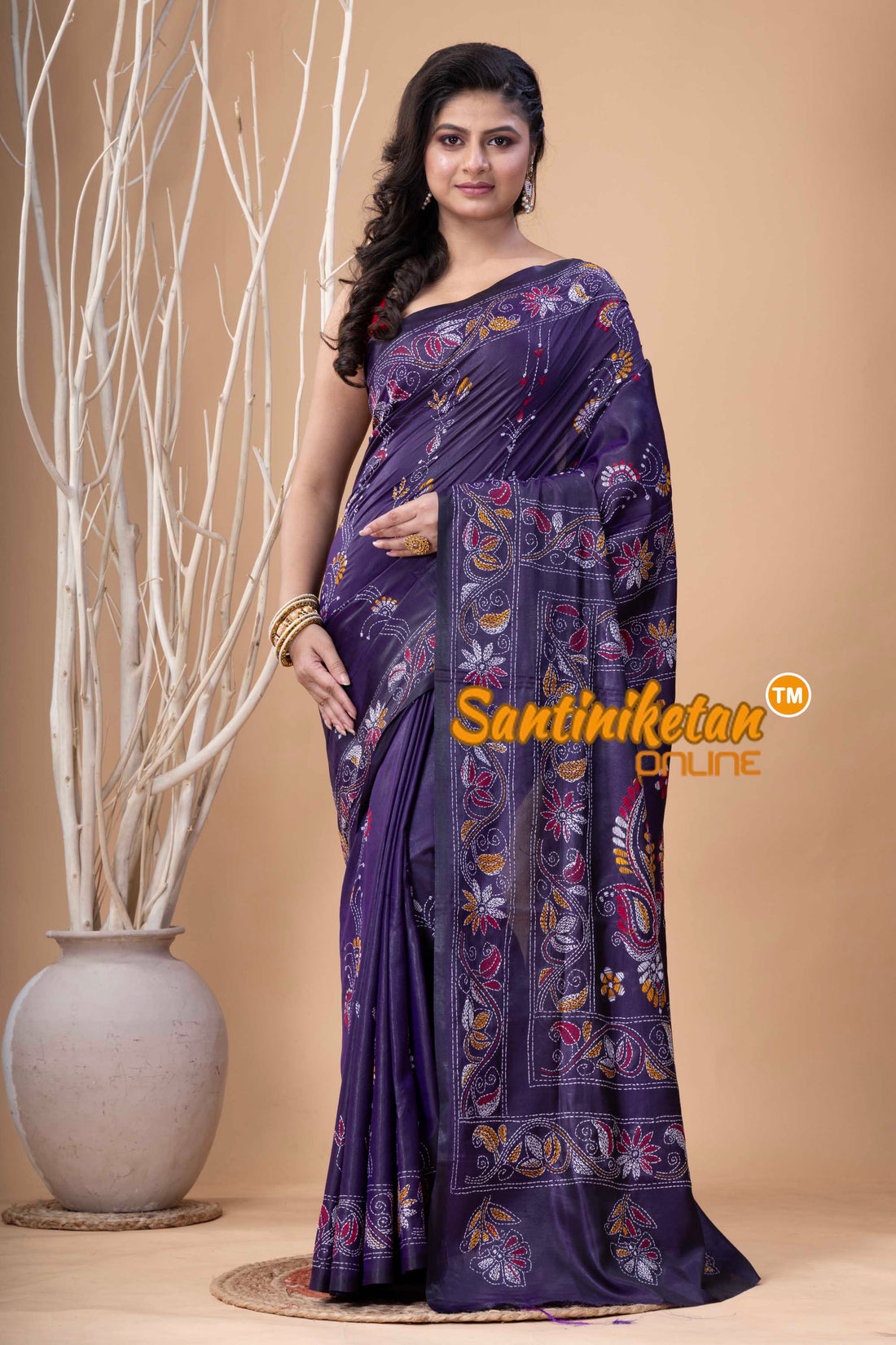 Bangalore Silk Kantha Stitch Saree SN202524011