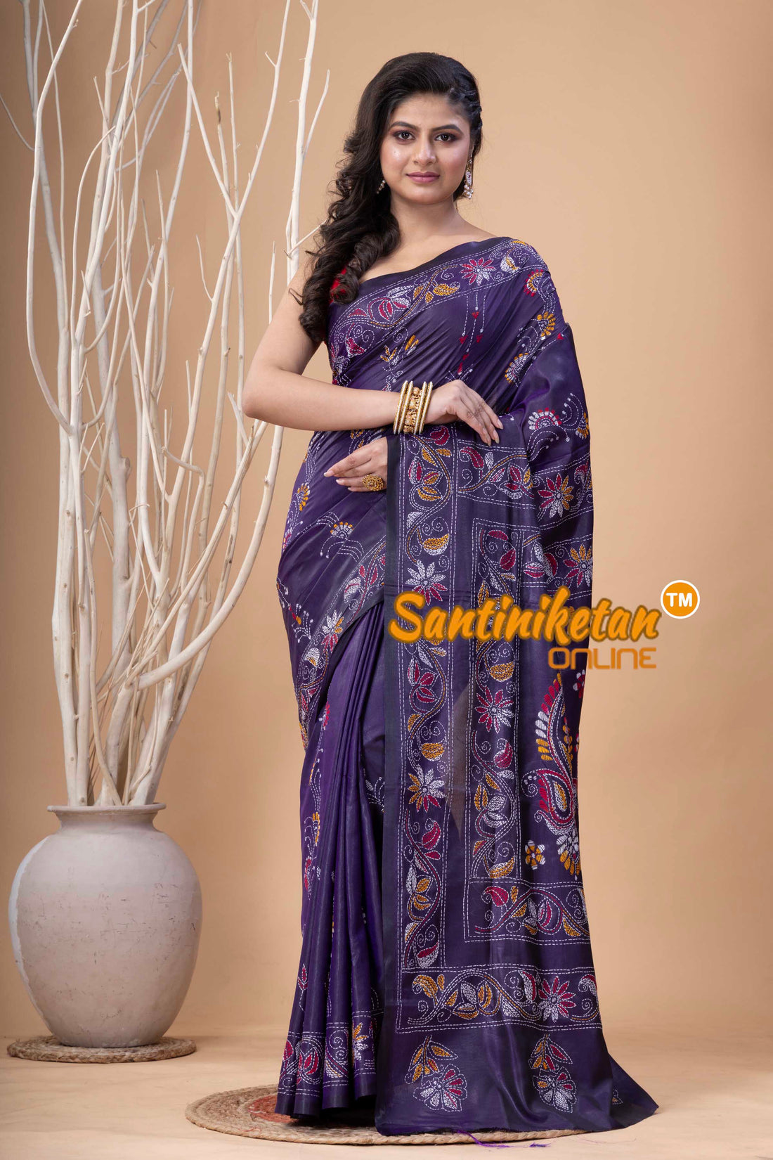 Bangalore Silk Kantha Stitch Saree SN202524011