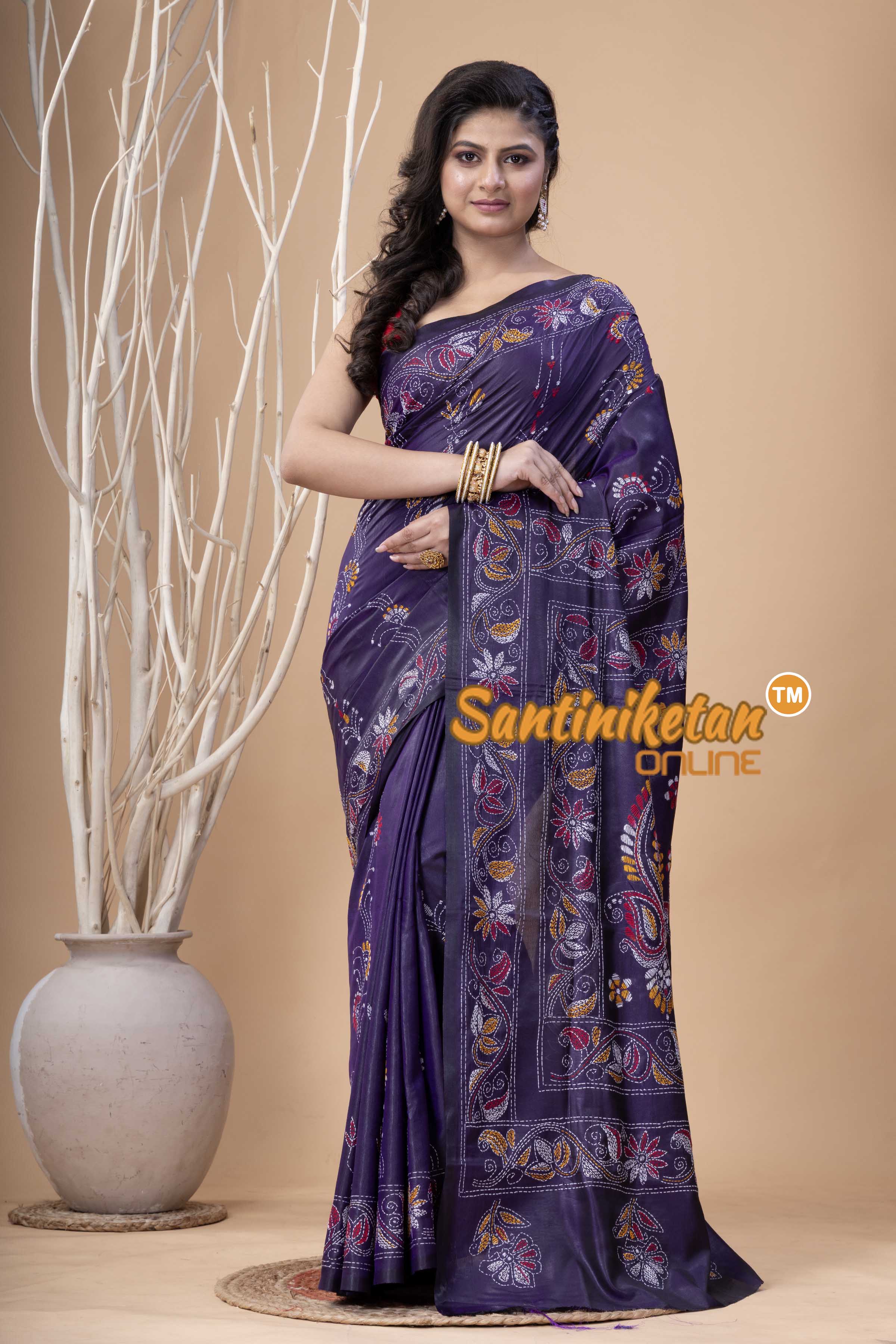 Bangalore Silk Kantha Stitch Saree SN202524011