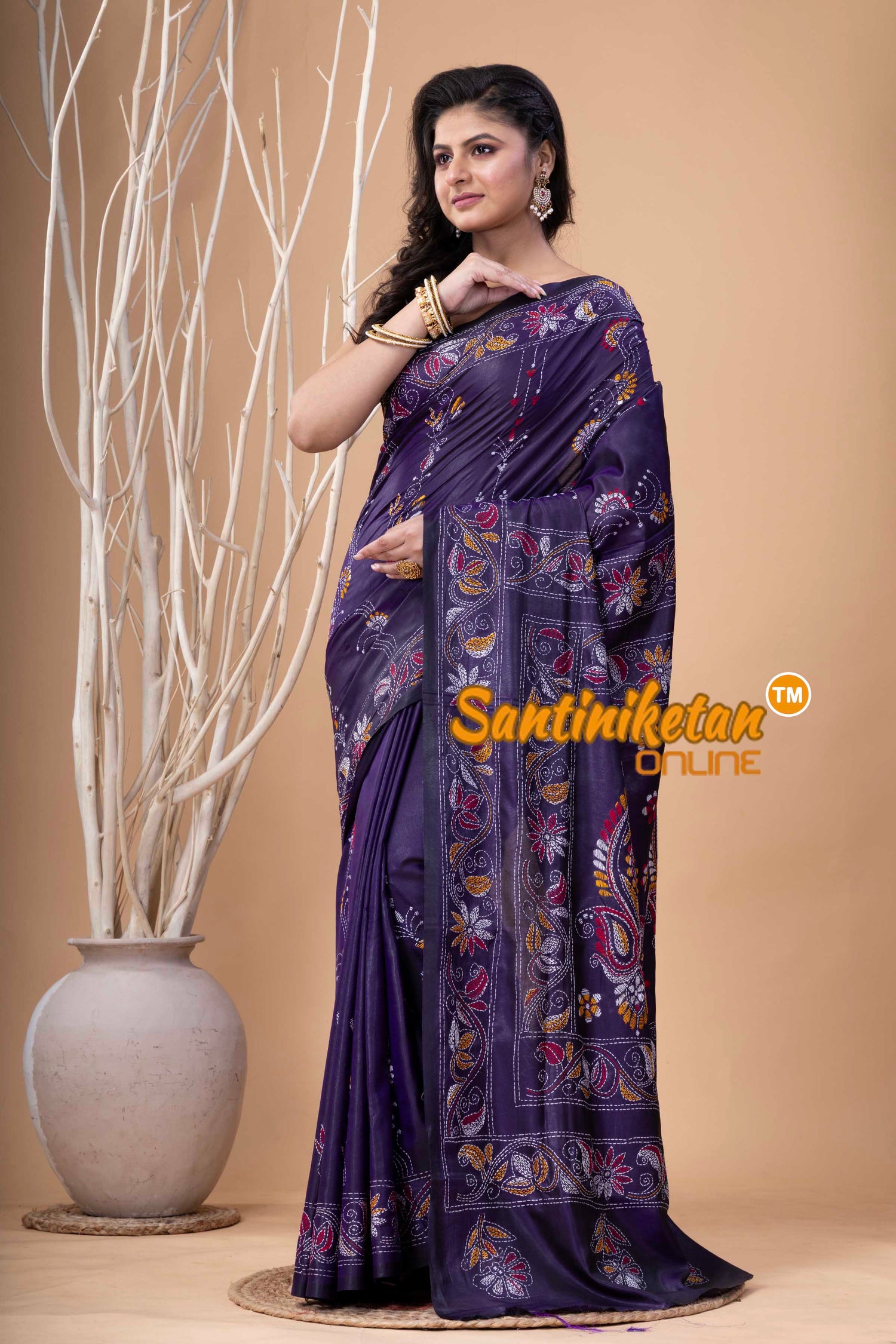 Bangalore Silk Kantha Stitch Saree SN202524011