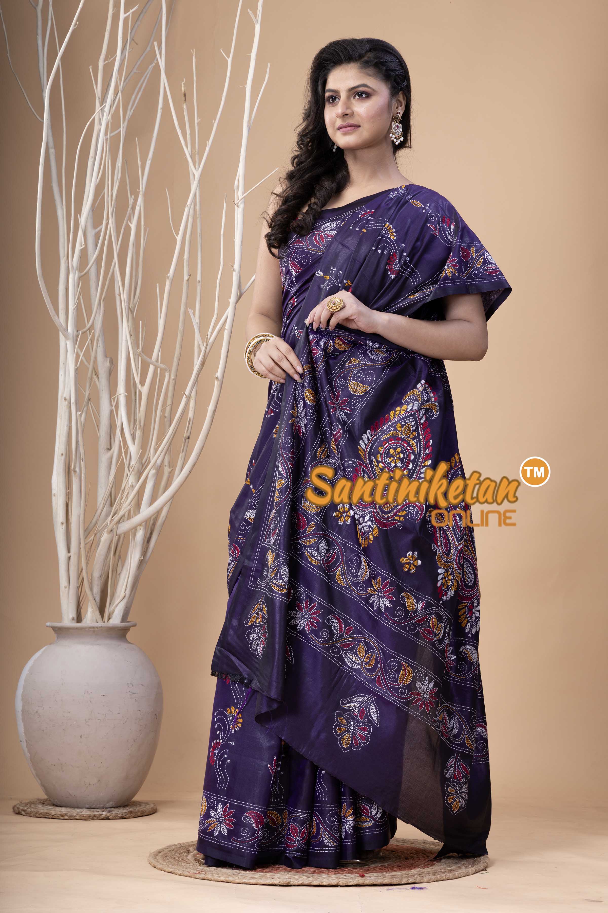 Bangalore Silk Kantha Stitch Saree SN202524011