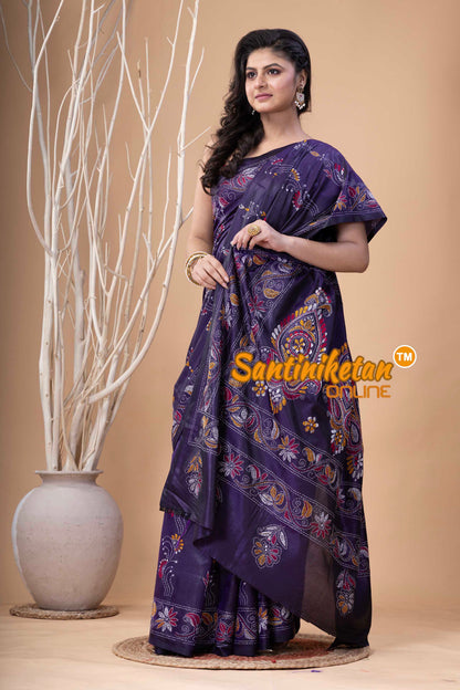 Bangalore Silk Kantha Stitch Saree SN202524011