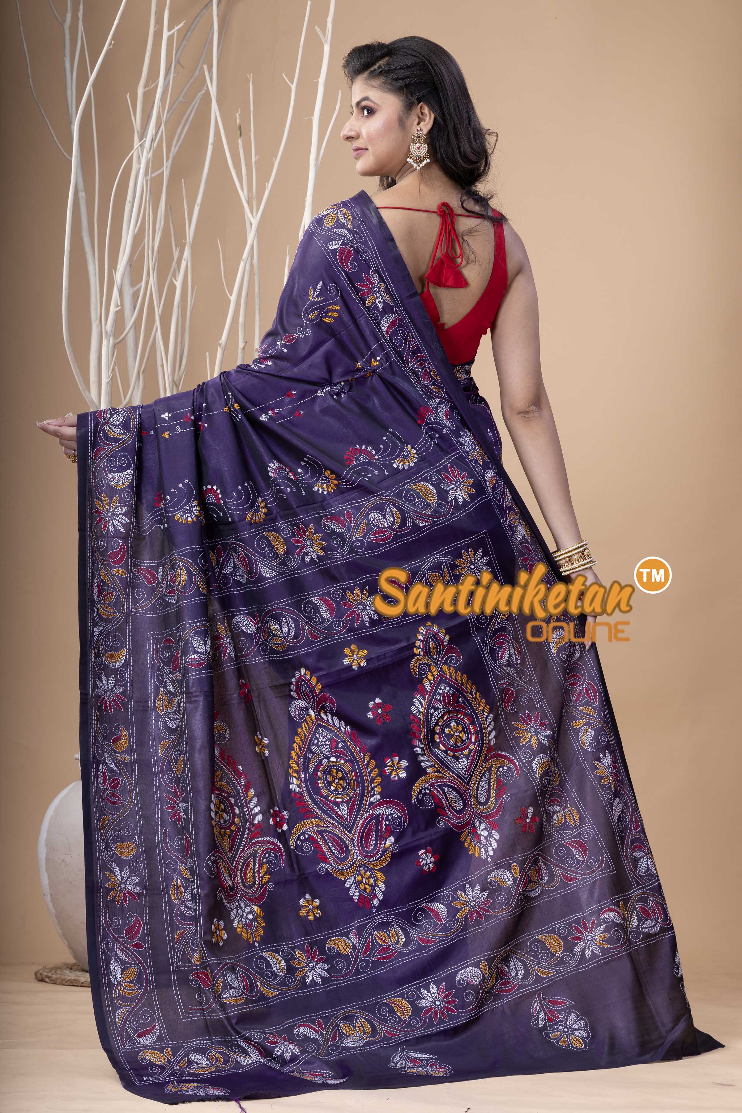Bangalore Silk Kantha Stitch Saree SN202524011