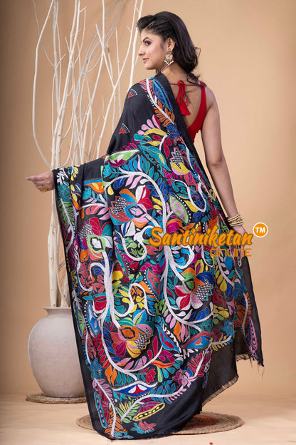 Bangalore Silk Kantha Stitch Saree SN202524017