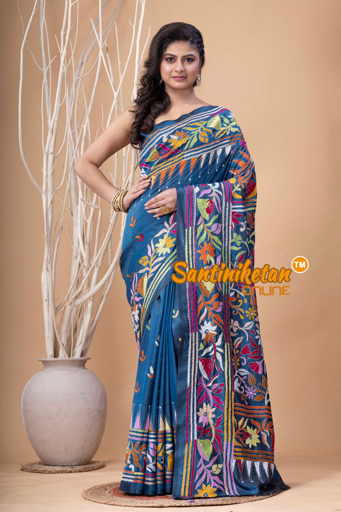 Bangalore Silk Kantha Stitch Saree SN202524023