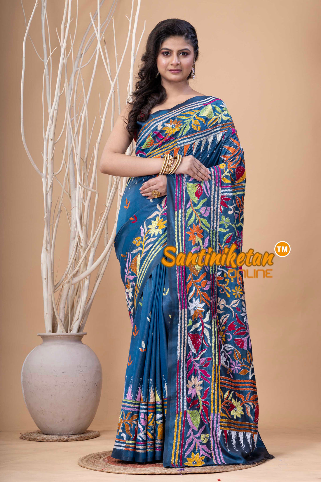 Bangalore Silk Kantha Stitch Saree SN202524023