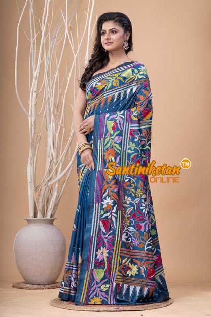 Bangalore Silk Kantha Stitch Saree SN202524023
