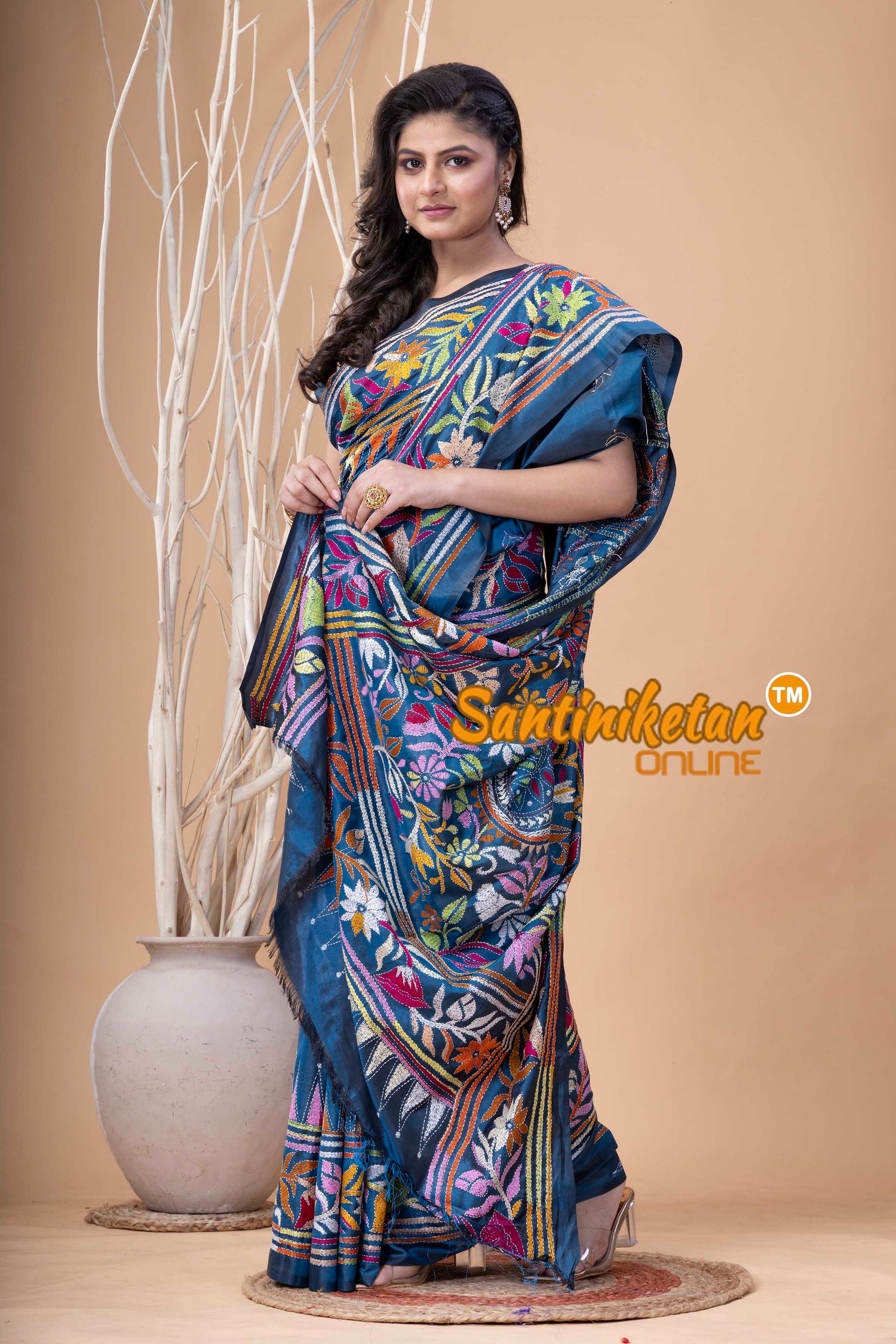 Bangalore Silk Kantha Stitch Saree SN202524023