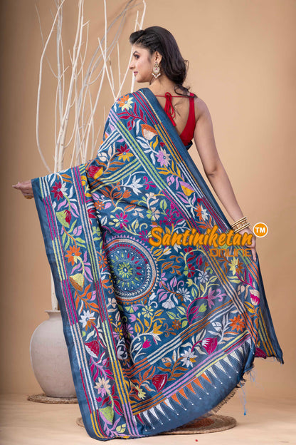 Bangalore Silk Kantha Stitch Saree SN202524023