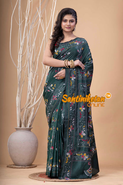Bangalore Silk Kantha Stitch Saree SN202524035