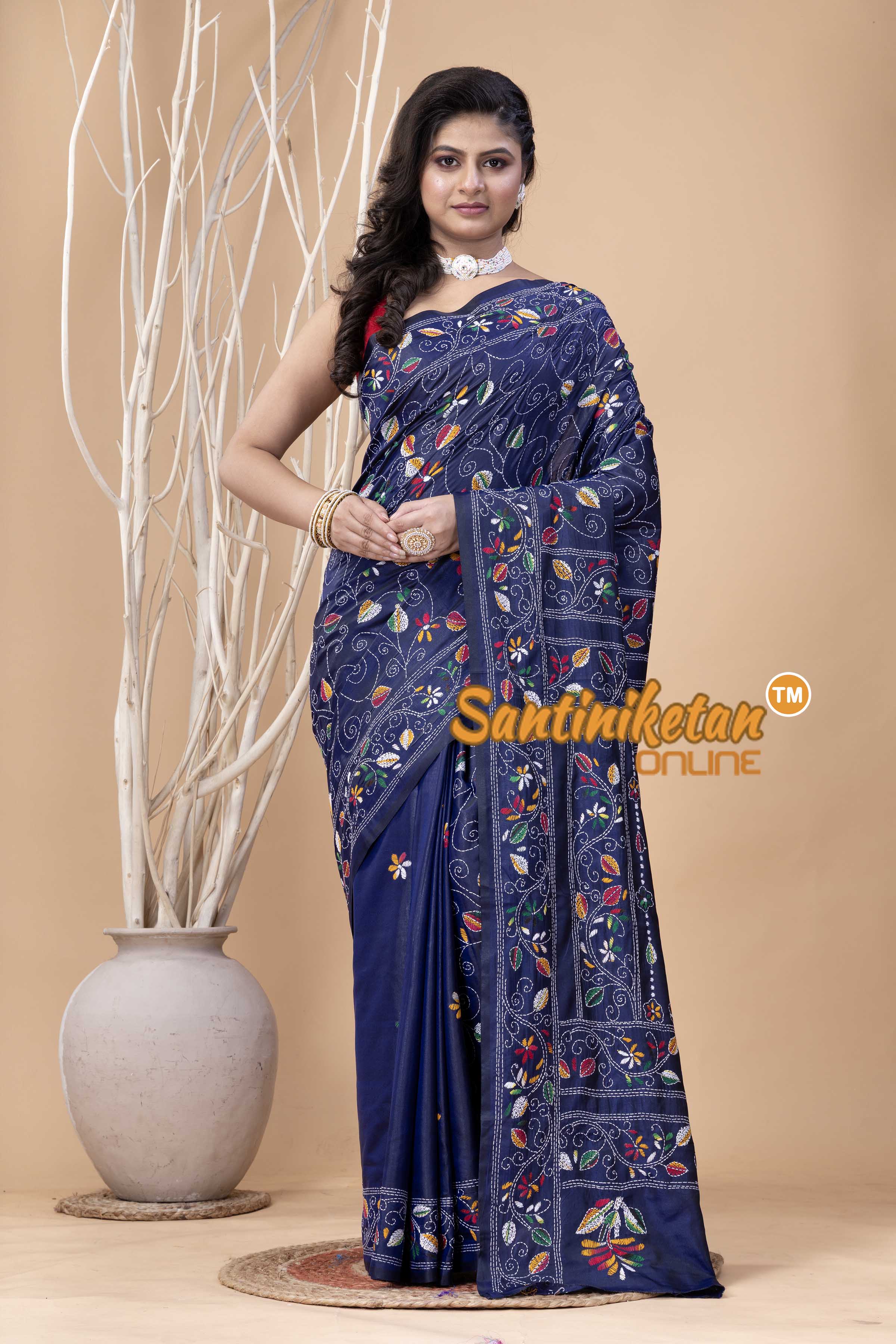Bangalore Silk Kantha Stitch Saree SN202524083