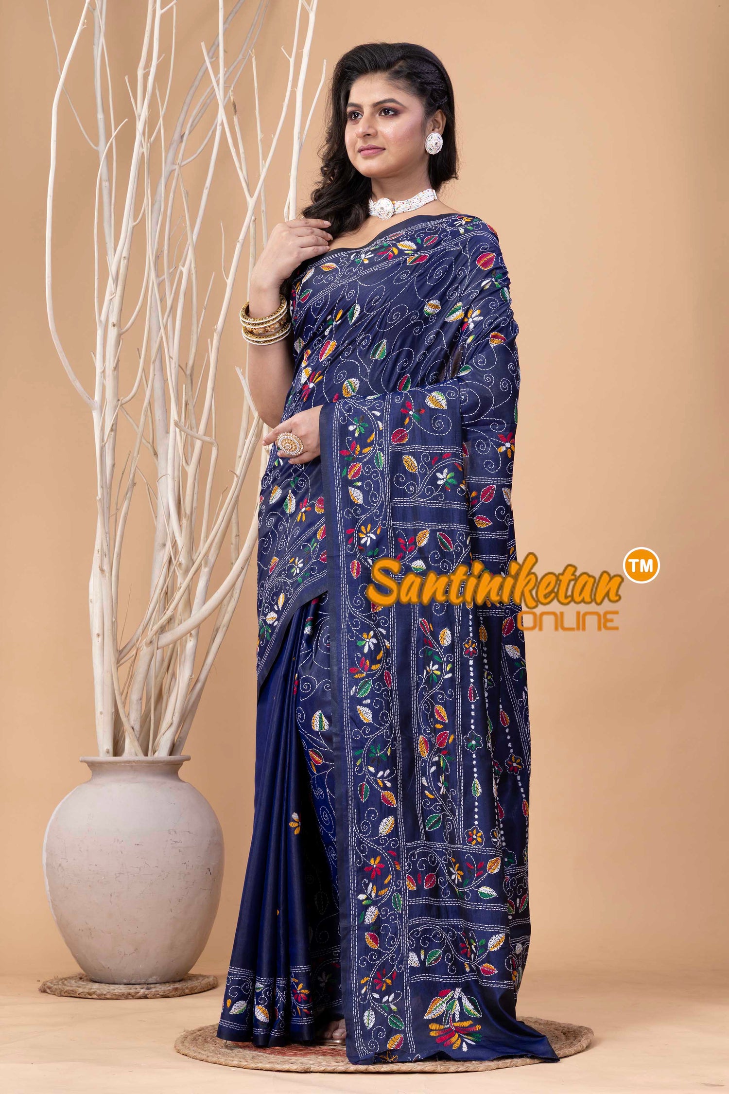 Bangalore Silk Kantha Stitch Saree SN202524083