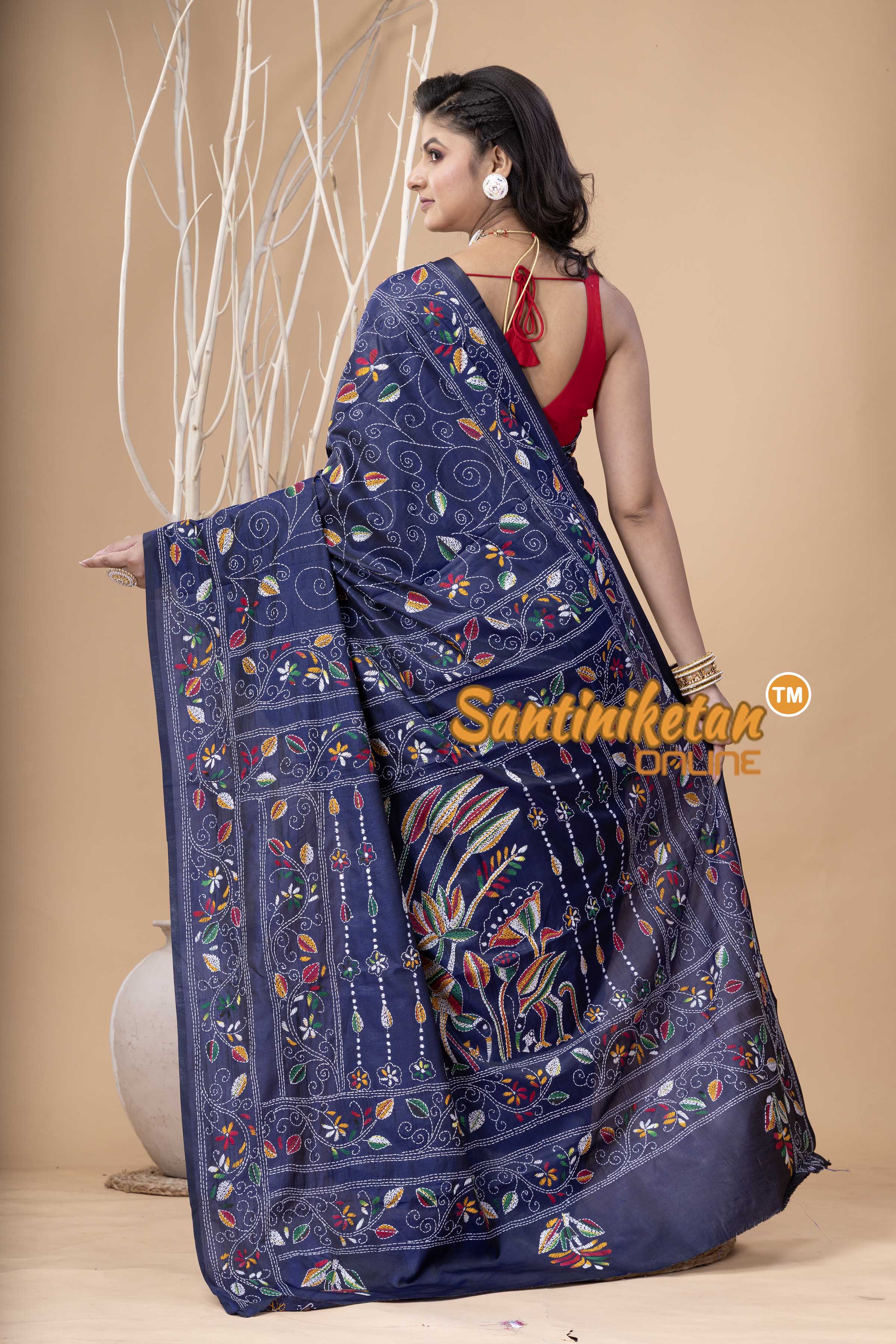Bangalore Silk Kantha Stitch Saree SN202524083