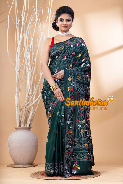 Bangalore Silk Kantha Stitch Saree SN202524089