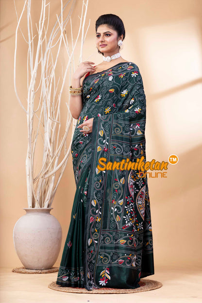 Bangalore Silk Kantha Stitch Saree SN202524089