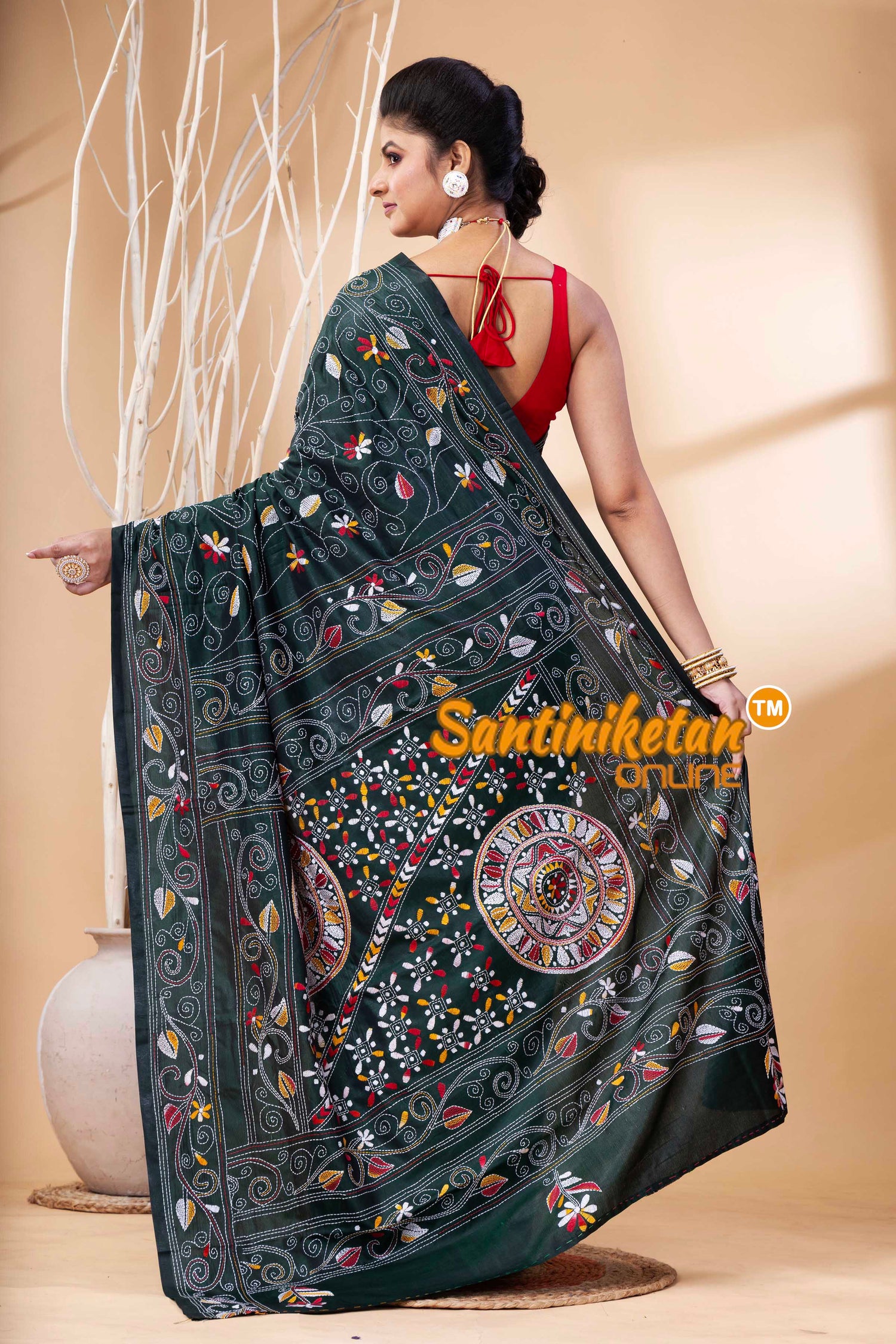 Bangalore Silk Kantha Stitch Saree SN202524089