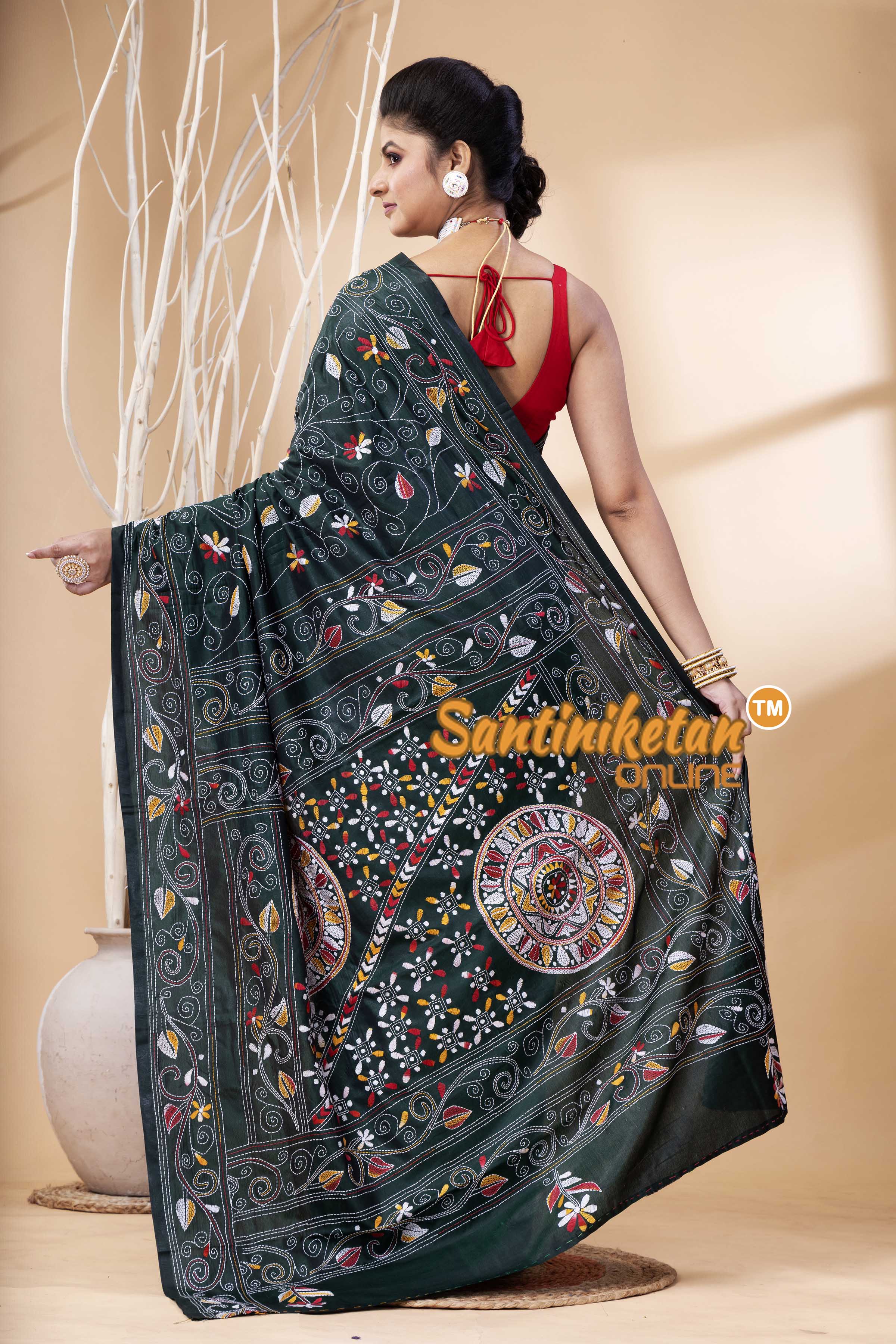 Bangalore Silk Kantha Stitch Saree SN202524089
