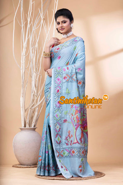 Bangalore Silk Kantha Stitch Saree SN202524101